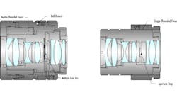 Figure 1. A standard lens with adjustable focus and iris vs. an industrial ruggedized lens with streamlined mechanics.