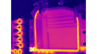 A thermal image capture of an infrared welded part.