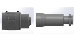 Figure 8: Side-by-side images of a standard imaging lens next to a smaller, lighter athermalized lens with the same focal length. Figure 8: Side-by-side images of a standard imaging lens next to a smaller, lighter athermalized lens with the same focal length.