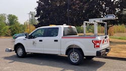 Figure 2: The Transverse Profiling System, which assesses the condition of pavement, is mounted on a truck. Figure 2: The Transverse Profiling System, which assesses the condition of pavement, is mounted on a truck.
