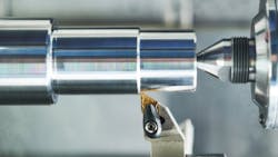 Figure 2: In turning operations, the cutting edge on an indexable insert creates precisely milled parts. When the cutting edge becomes dull, the insert can be flipped to expose a new edge, or it can be replaced with a fresh insert. Figure 2: In turning operations, the cutting edge on an indexable insert creates precisely milled parts. When the cutting edge becomes dull, the insert can be flipped to expose a new edge, or it can be replaced with a fresh insert.