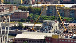 Figure 1: On August 14, 2018, the Ponte Morandi, a major highway viaduct in Genoa, Italy, collapsed during a rainstorm, killing 43 people. Insufficient maintenance was suspected to be a cause for the disaster Figure 1: On August 14, 2018, the Ponte Morandi, a major highway viaduct in Genoa, Italy, collapsed during a rainstorm, killing 43 people. Insufficient maintenance was suspected to be a cause for the disaster