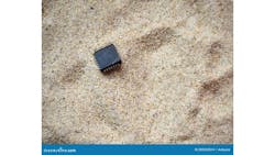 A semiconductor chip in a bed of high quality quartz sand. High quality quartz is a key component in the manufacture of semiconductors. A semiconductor chip in a bed of high quality quartz sand. High quality quartz is a key component in the manufacture of semiconductors.