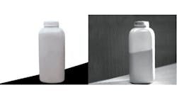 Figure 1: SWIR cameras and lenses can look through some objects that are opaque under visible light, like this white bottle, to reveal the hidden substances inside them. Figure 1: SWIR cameras and lenses can look through some objects that are opaque under visible light, like this white bottle, to reveal the hidden substances inside them.