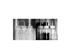 Figure 4: : Isopropanol, water, and acetone look essentially identical under visible light, but SWIR imaging results in high contrast between them, making it easy to differentiate between them. Figure 4: : Isopropanol, water, and acetone look essentially identical under visible light, but SWIR imaging results in high contrast between them, making it easy to differentiate between them.