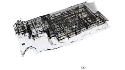 Figure 2: Conventional edge highlighting of 3D scanned point cloud data of the Tamaki Shinto Shrine Office Building in Nara Prefecture, Japan. Figure 2: Conventional edge highlighting of 3D scanned point cloud data of the Tamaki Shinto Shrine Office Building in Nara Prefecture, Japan.