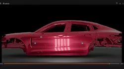 Figure 1: Porsche uses a machine vision system that projects patterns of light onto the surface of a car, and the reflections are captured in images.