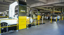 Figure 1: UVeye's rental car inspection system utilizes more than 20 cameras and AI software to perform inspections of rental vehicles in the Hertz facility at Hartsfield Airport, Atlanta, Ga.