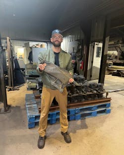 Figure 2: Michael Orr, vice president of operations at Penna Flame Industries, says packing leaf spring support arms is the least popular job at the plant. Figure 2: Michael Orr, vice president of operations at Penna Flame Industries, says packing leaf spring support arms is the least popular job at the plant.