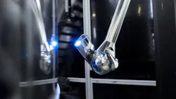 Figure 2: A customized camera module for AJCsens includes a custom 5 MPixel global shutter camera, three white-light LEDs, and a high-powered UV LED. Figure 2: A customized camera module for AJCsens includes a custom 5 MPixel global shutter camera, three white-light LEDs, and a high-powered UV LED.