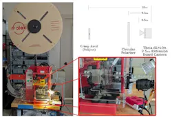 Figure 1: An imaging solution allows employees to have an unobstructed view of the wire positioned on an automated crimping machine.