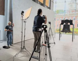 Shelton, left, and Fisher taking high resolution images.